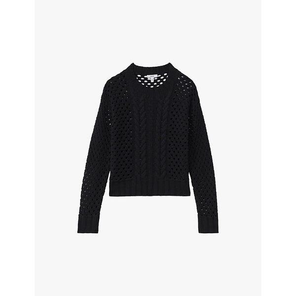  Reiss Marie boxy-fit cable-knit wool and cashmere-blend jumper