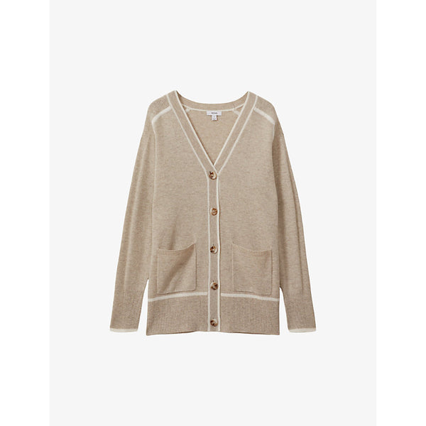  Reiss Abi colour-block relaxed-fit wool and cashmere-blend cardigan