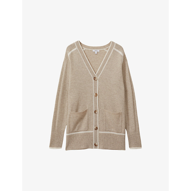  Reiss Abi colour-block relaxed-fit wool and cashmere-blend cardigan