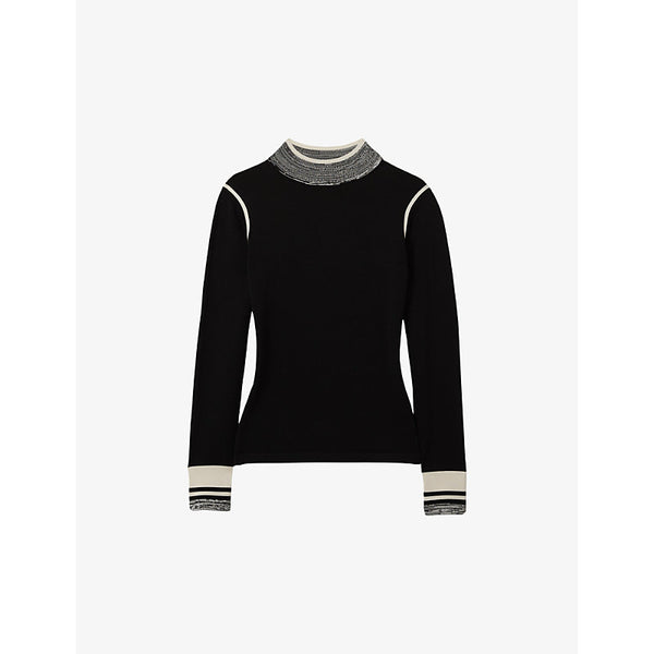 Reiss Rosa contrast-trim long-sleeve stretch-knit top