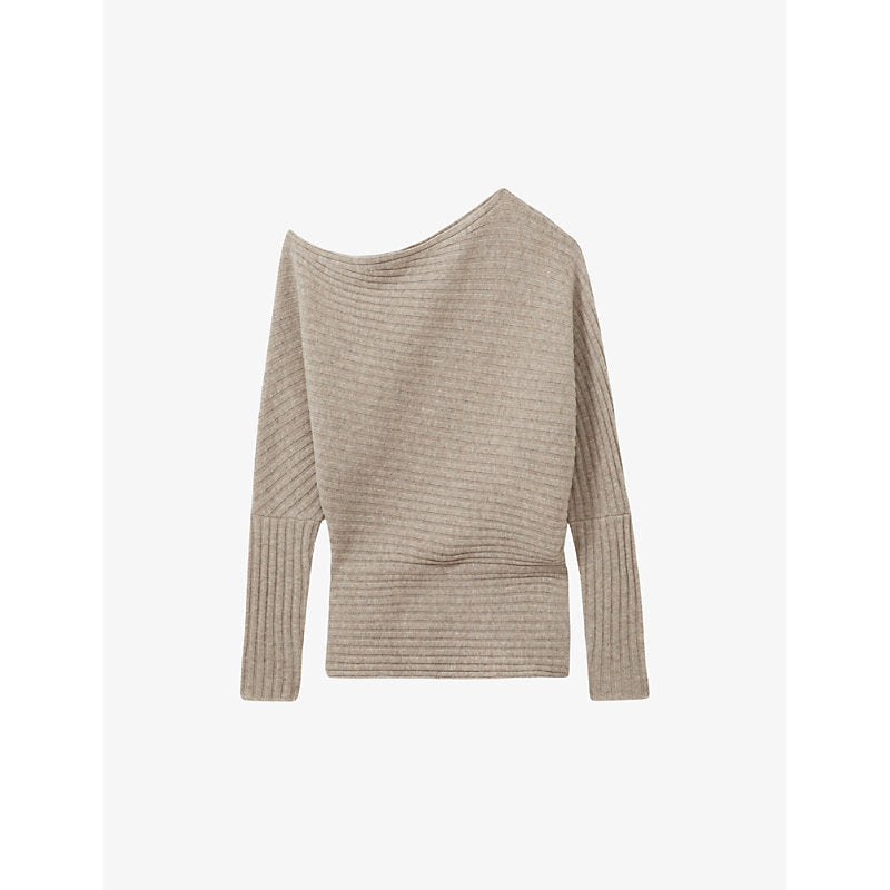  Reiss Nelly drape wool-blend knitted top