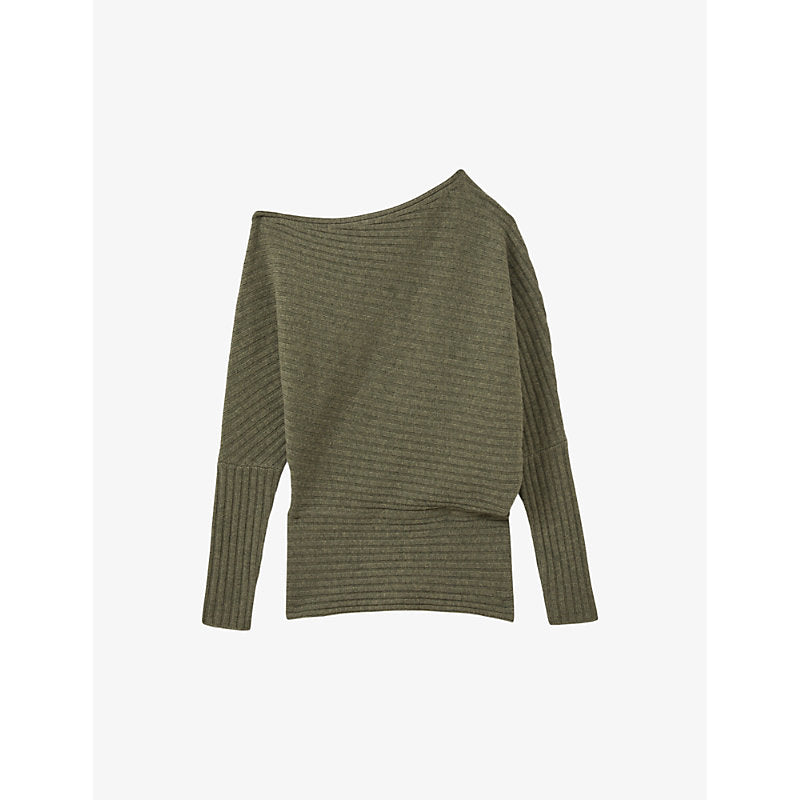  Reiss Nelly drape wool-blend knitted top