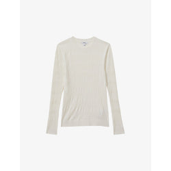  Reiss Lily round-neck long-sleeve textured woven top