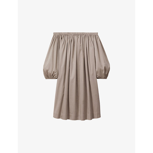 Reiss Sofia puff-sleeve off-shoulder cotton mini dress