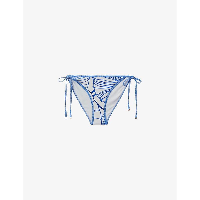  Reiss Tina leaf-print bikini bottoms