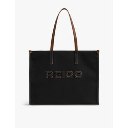  Reiss Lola brand-appliqué canvas tote bag