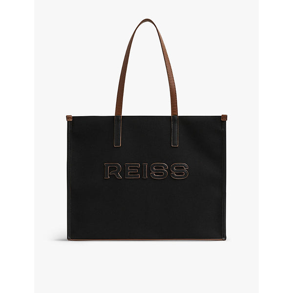  Reiss Lola brand-appliqué canvas tote bag