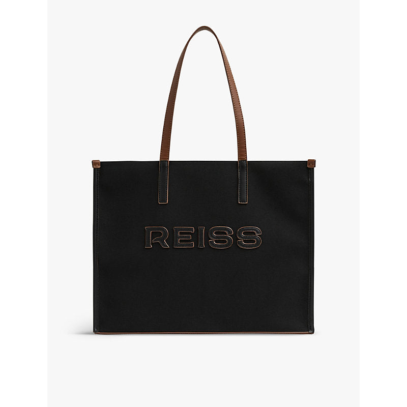  Reiss Lola brand-appliqué canvas tote bag