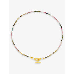 Rachel Jackson Tourmaline gemstone and 22ct gold-plated sterling-silver T-bar necklace