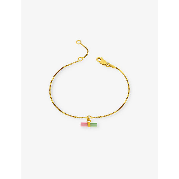 Rachel Jackson Watermelon quartz-T-Bar 22ct gold-plated sterling-silver bracelet