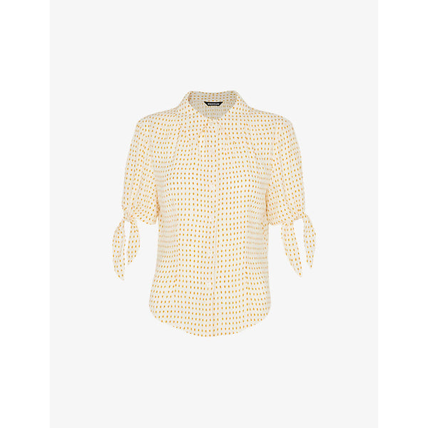 Whistles Oval spot-print tie-sleeve woven blouse