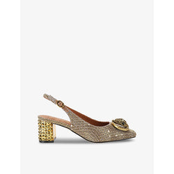 Kurt Geiger London Chelsea block-heel woven slingbacks