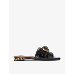 Kurt Geiger London Chelsea eagle-embellished flat faux-leather sandals | Kurt Geiger London