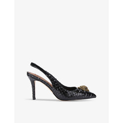 Kurt Geiger London Belgravia eagle-embellished heeled patent-leather slingbacks