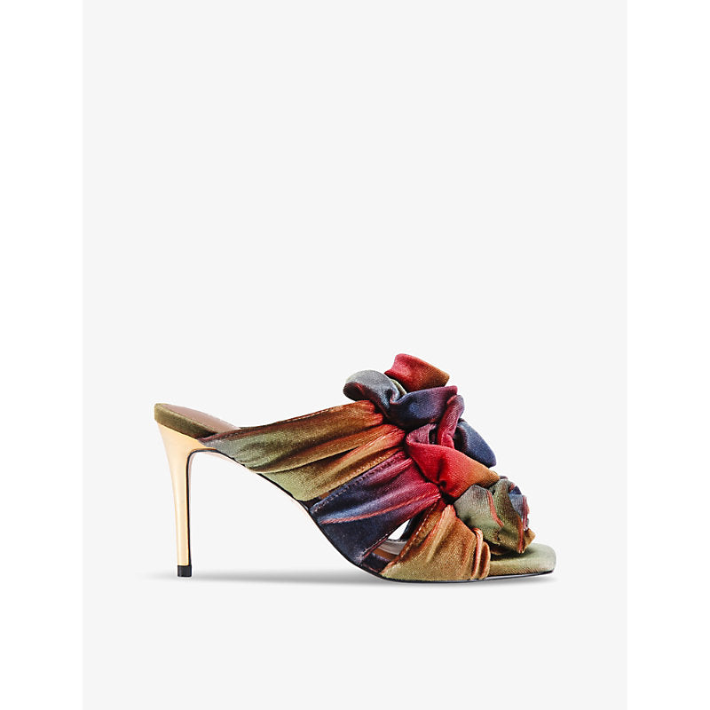 Kurt Geiger London Bloom flower-embellished heeled velvet mules | Kurt Geiger London