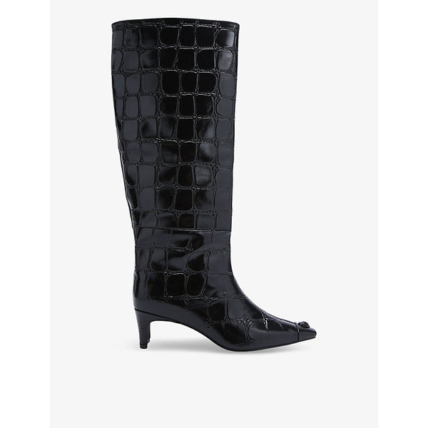 Kurt Geiger London Regent toe-cap heeled patent-leather knee-high boots