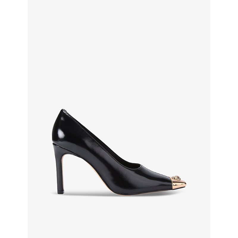 Kurt Geiger London Regent toe-cap heeled patent-leather courts