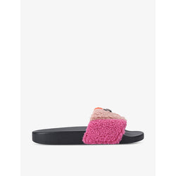 Kurt Geiger London Meena Teddy eagle-embellished flat woven slides