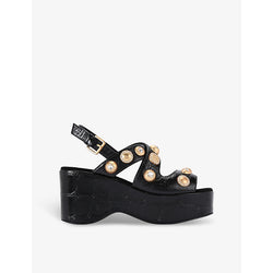 Kurt Geiger London Kensington stud-embellished wedge-heel leather sandals