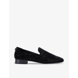 Kurt Geiger London Ace crystal-embellished slip-on woven loafers