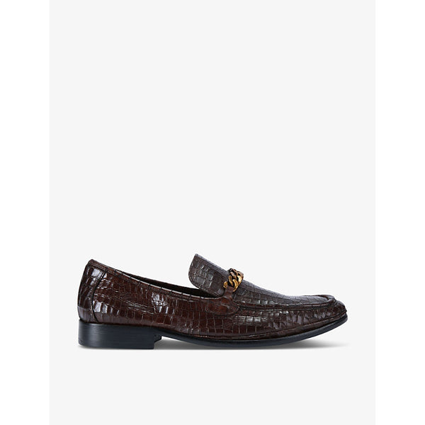 Kurt Geiger London Luca chain-embellished embossed-leather loafers