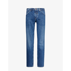  Vayder Faded-wash tapered-leg mid-rise stretch-denim jeans