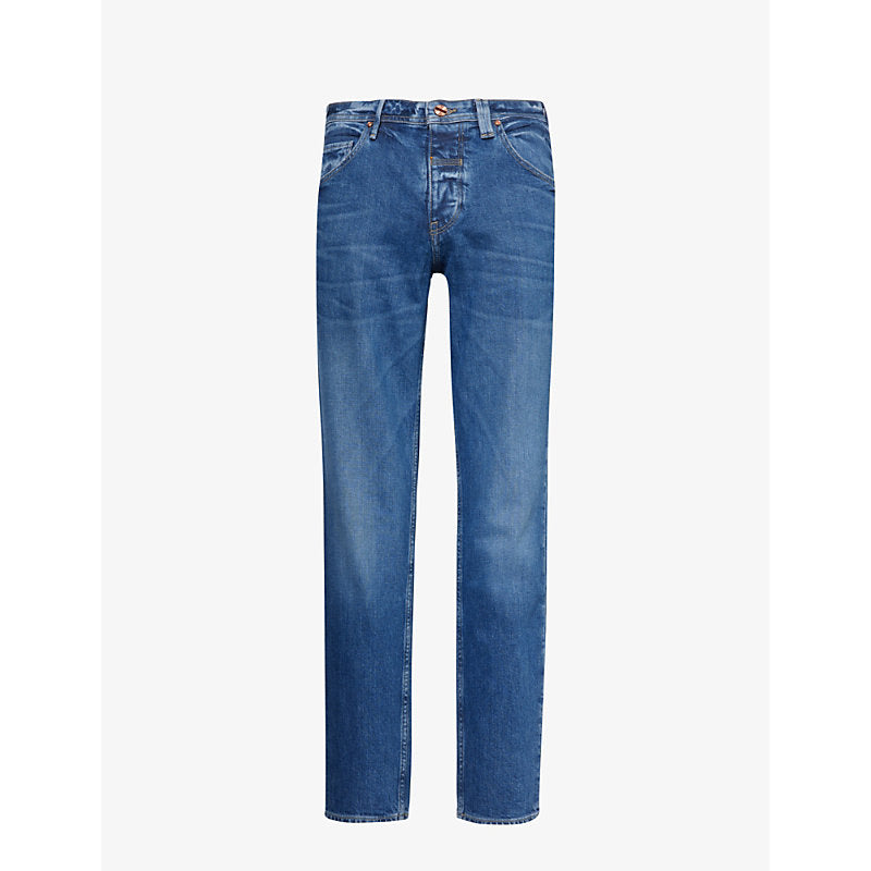  Vayder Faded-wash tapered-leg mid-rise stretch-denim jeans