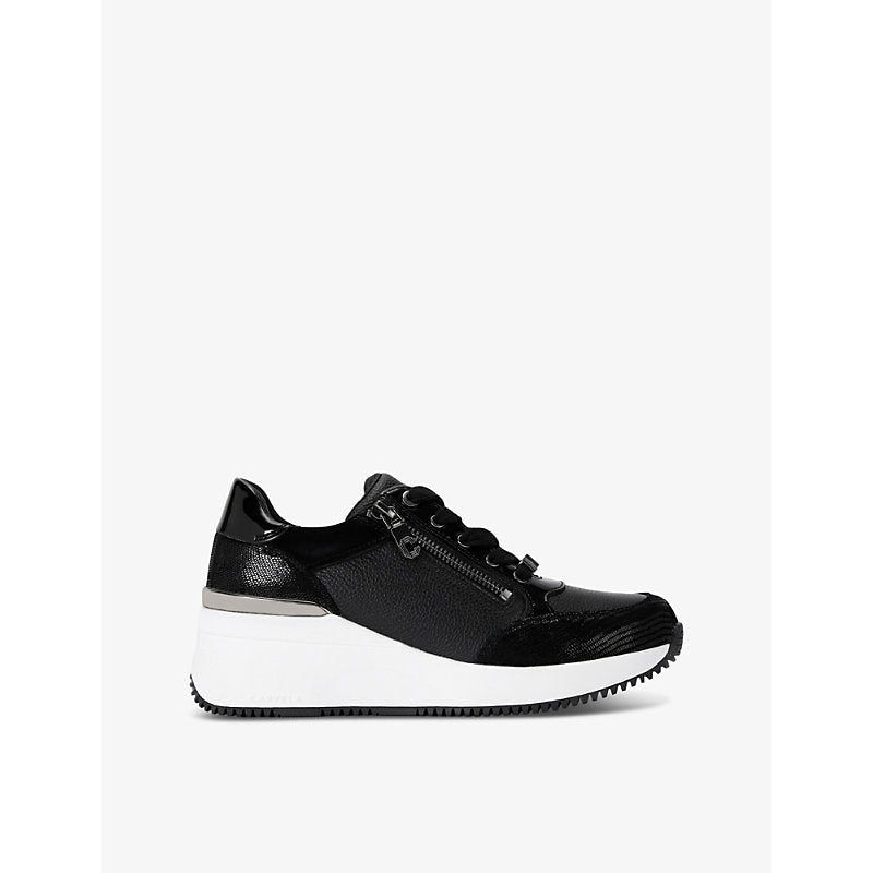 Womens Carvela Skyline wedge-sole leather low-top trainers