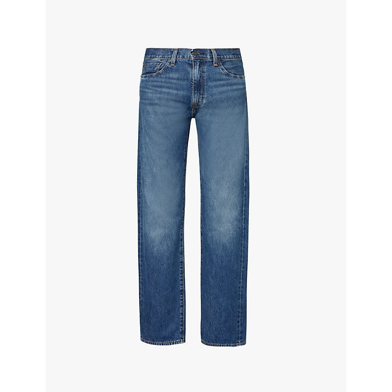  Levis 505 faded wash straight leg mid-rise denim jeans