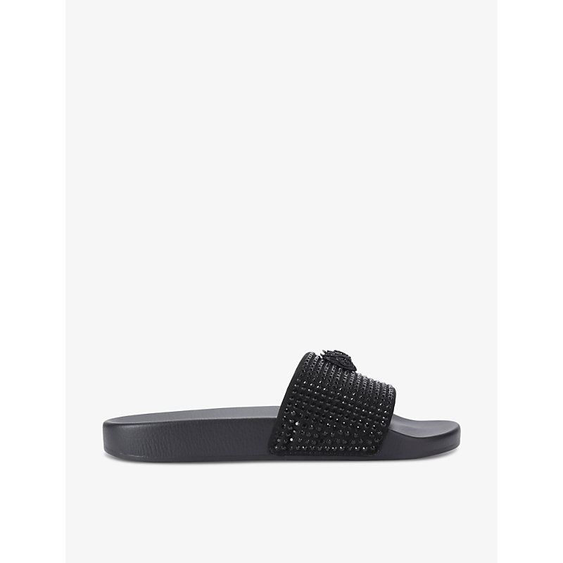 Kurt Geiger London Meena eagle-embellished flat rubber slides | Kurt Geiger London