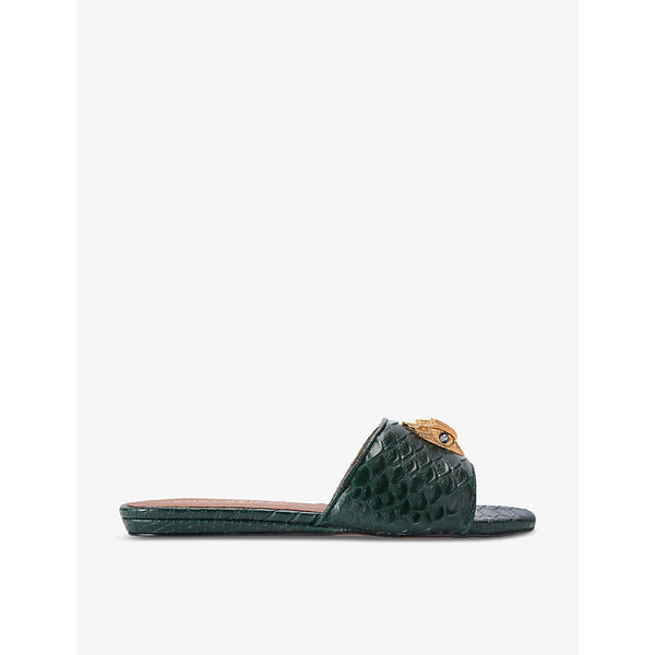 Kurt Geiger London Kensington eagle-embellished flat leather sandals