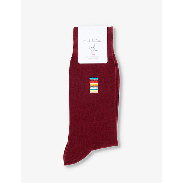  Paul Smith Stripe-embroidered stretch-organic-cotton blend socks