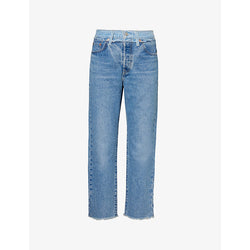  Levis 501 cropped straight-leg high-rise denim jeans