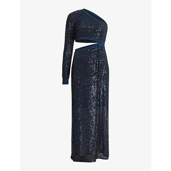 Allsaints Daisy Topaz sequin-embellished one-shoulder woven maxi dress