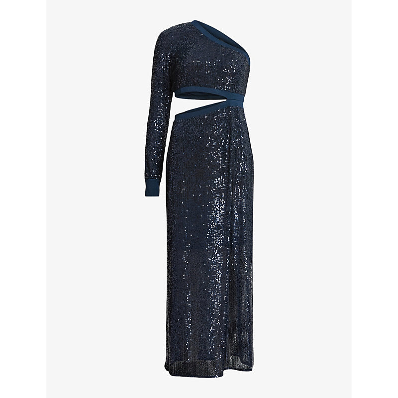 Allsaints Daisy Topaz sequin-embellished one-shoulder woven maxi dress | ALLSAINTS