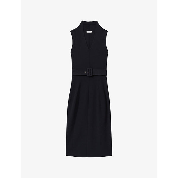 Reiss Ella V-neck belted-waist cotton dress