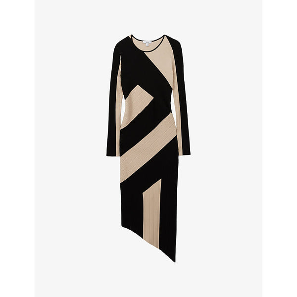  Reiss Jem colour-block slim-fit stretch-knit midi dress