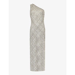 Ro&Zo Asymmetric beaded and sequin woven maxi dress | RO&ZO