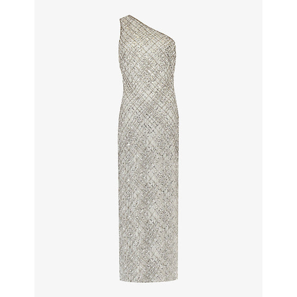 Ro&Zo Asymmetric beaded and sequin woven maxi dress