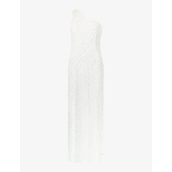 Ro&Zo Asymmetric beaded woven maxi dress | RO&ZO