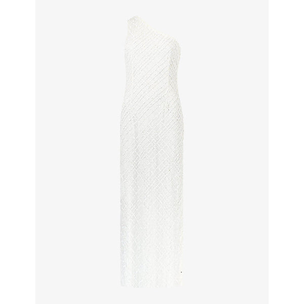 Ro&Zo Asymmetric beaded woven maxi dress | RO&ZO