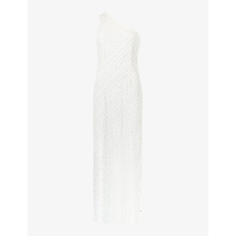 Ro&Zo Asymmetric beaded woven maxi dress | RO&ZO