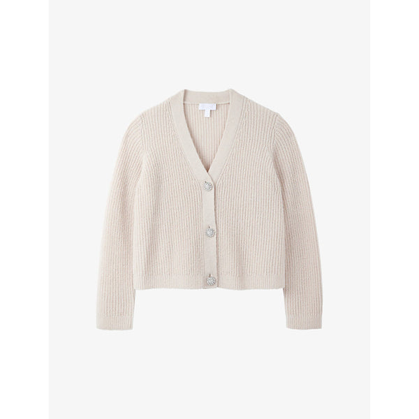 The White Company V-neck ribbed-knit wool-blend cardigan