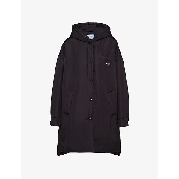  Prada Re-Nylon logo-plaque recycled-nylon coat