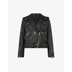 Womens Allsaints Balfern buckle-embellished cropped leather jacket