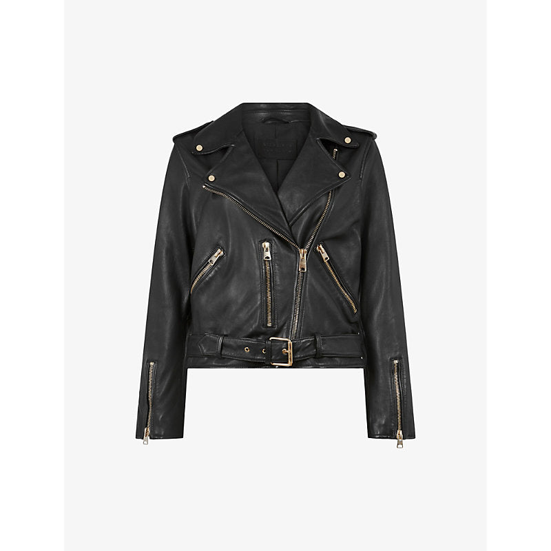 Womens Allsaints Balfern buckle-embellished cropped leather jacket