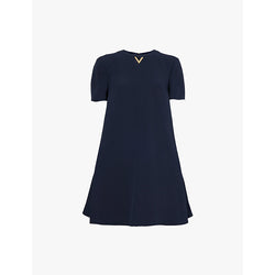 Valentino Garavani Brand-plaque short-sleeved crepe mini dress | VALENTINO GARAVANI