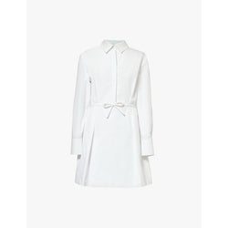 Valentino Garavani Bow-embellished spread-collar cotton midi dress | VALENTINO GARAVANI