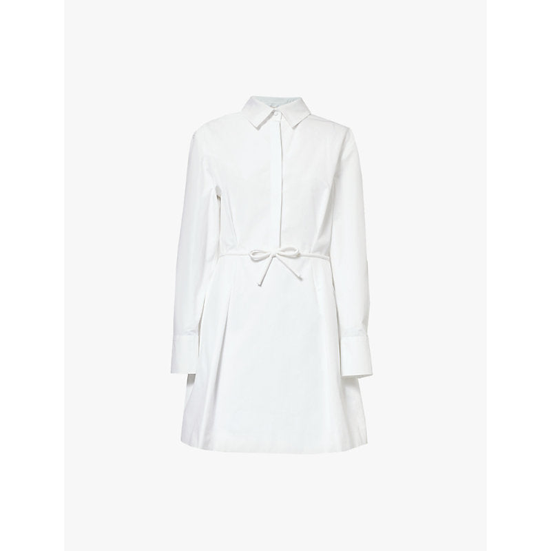 Valentino Garavani Bow-embellished spread-collar cotton midi dress | VALENTINO GARAVANI