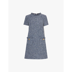 Valentino Garavani Button-embellished tweed-textured woven-blend midi dress | VALENTINO GARAVANI